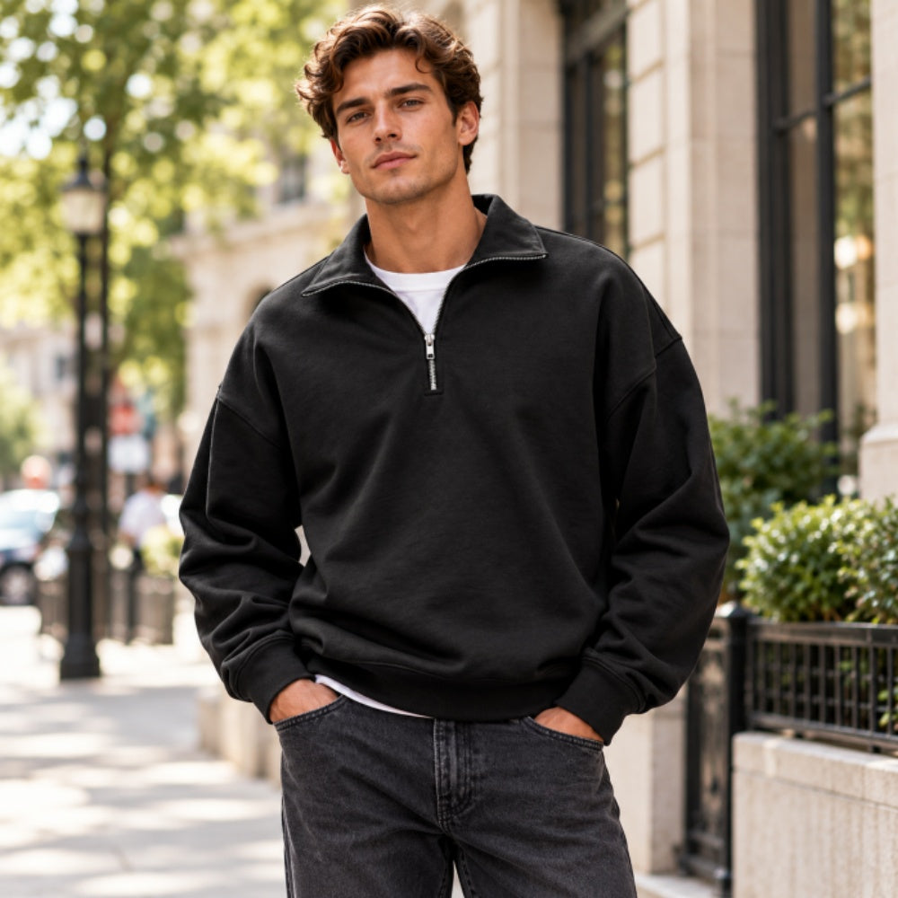 Men’s Casual Quarter-Zip Pullover Sweatshirt