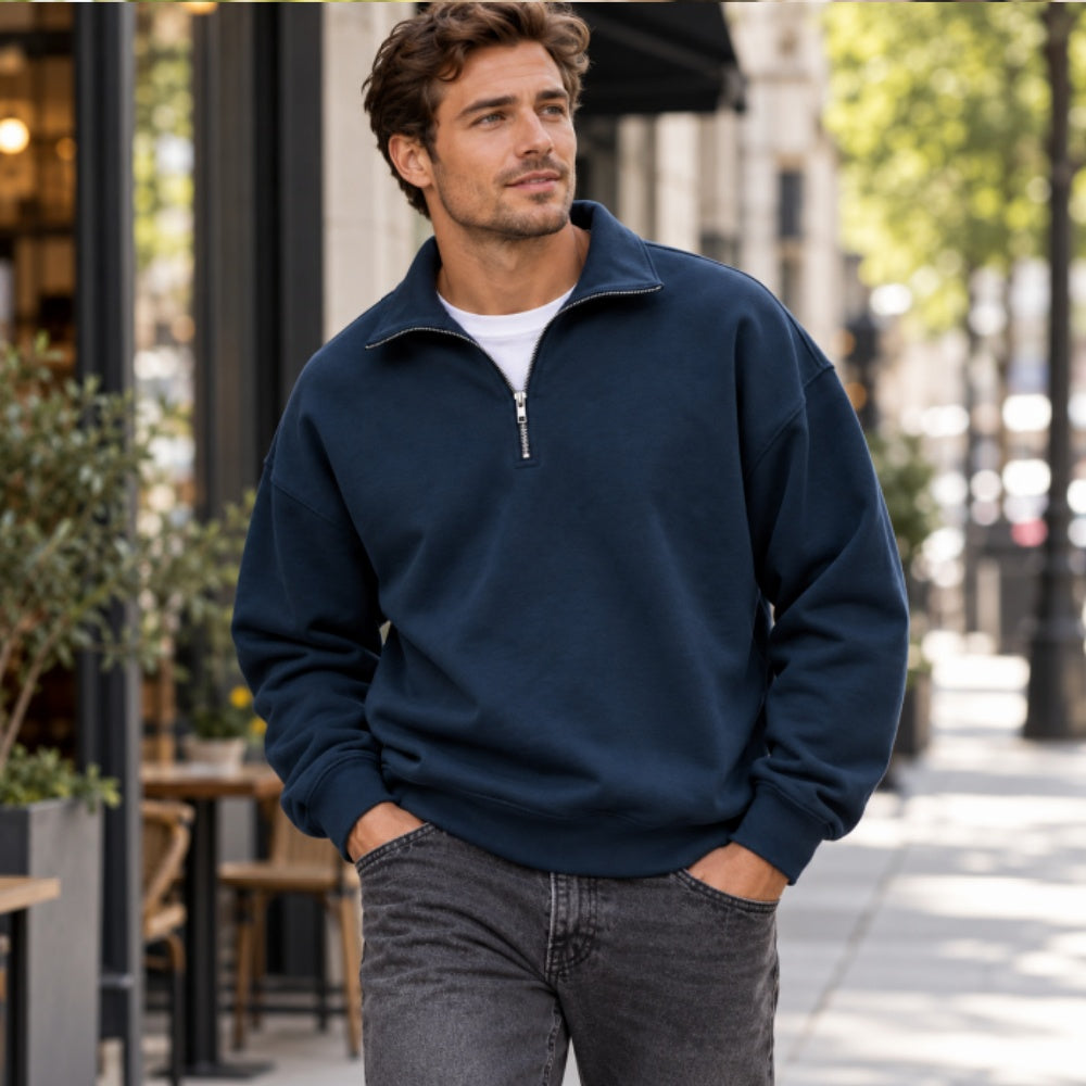 Men’s Casual Quarter-Zip Pullover Sweatshirt