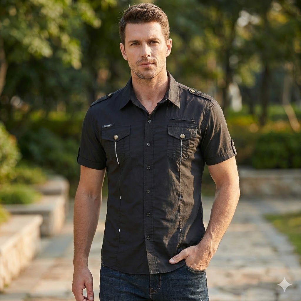 Men’s Cotton Utility Short-Sleeve Shirt
