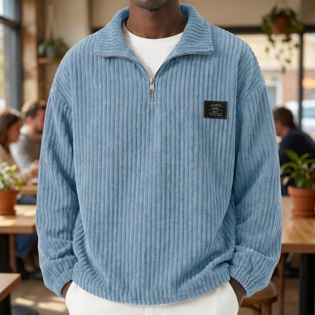 Men's Corduroy Half-Zip Pullover Sweatshirt